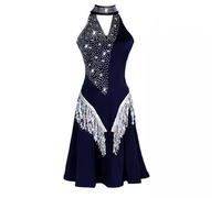 TJDWPRRD Professional Competition Latin Costume Breathable Salsa Tango Dance Outfit Elegant Backless Ballroom Dance Dresses,Blue,M