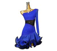 TJDWPRRD Professional Latin Dance Competition Dress Ballroom Training Costume Rhinestones Tango Cha Cha Fishbone Skirt,A,M
