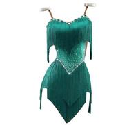 TJDWPRRD Tassel Latin Dance Competition Dresses for Women Tango Salsa Dancing Practice Skirt Sleeveless Ballroom Costume,B,XL