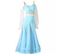 TJDWPRRD Waltz Ballroom Dance Dresses Foxtrot Flamenco Performance Costumes Long Sleeve Salsa Tango Training Clothing,Blue,XXL