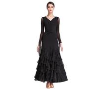 TJDWPRRD Waltz Dance Performance Dresses Breathable Tango Ballroom Competition Dancewear Foxtrot Flamenco Dance Clothes,Black,M