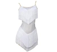 TJDWPRRD Women's Fringe Latin Dance Dress Backless Cha Cha Tango Costumes Tassel Ballroom Competition Dancewear,B,S