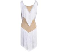 TJDWPRRD Women's Fringe Latin Dance Dress Ballroom Training Costume Diamond Tango Cha Cha Performance Competition Skirt,C,M