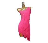 TJDWPRRD Women's Fringe Latin Dance Dress Pink Ballroom Tango Dancing Clothing Backless Salsa Training Competition Skirt,B,XL