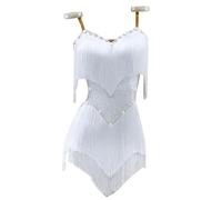 TJDWPRRD Women's Latin Dance Dress for Training Salsa Tango Dance Competition Costume Tassel Cha Cha Performance Clothes,B,S