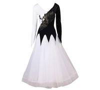TJDWPRRD Women's Waltz Competition Dance Dresses Ballroom Dance costume Salsa Tango Dancing Clothing with Rhinestones,White,XXL