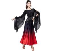 TJDWPRRD Women's Waltz Performance Costume Gradient National Standard Dance Wear for Competition Flamenco Ballroom Dresses,A,XXL