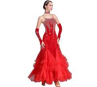 TJDWPRRD Women's Waltz Performance Dancing Dress Shiny Ballroom Competition Clothes Exquisite Flamenco Foxtrot Costumes,D,M