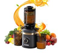 TJEAN Cold Press Juicer Machine 150W, Quiet Slow Masticating Juicer for Fruits & Vegetables, Easy to Clean, BPA-Free 1.2L Capacity