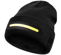 TJINHEZ LED Lighted Beanie, Super Bright 230° Wide Beam USB Rechargeable Warm Knitted Cap for Working Dog, Running, Camping, Ridding, Hiking Black