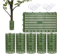 TJKK Interlocking Plastic Tree Trunk Protector Expandable Plant Bark Guard Adjustable Tree Protection Cage for Garden Saplings Shrubs (20 * 30cm,green-15 piece)