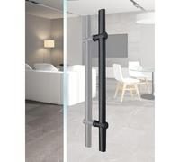 TJKK Office Glass Door Pull Handle Double Sided, Matte Black Stainless Steel, Adjustable Hole Push Pull Handles with Screws, Sliding Barn Door Hardware Set (120cm,Black)