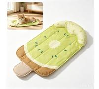 TJKK Popsicle Shaped Cooling Pet Mat Built-in Headrest Pillow Self Cooling Gel Pet Sleeping Pad Cute Fruit Print Summer Heat Relief Cool Bed for Small Cats Dogs Puppies (65 * 40 * 3cm,green)