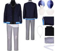 Tjlmomo Anime Aoyagi Toya Cosplay Costume Outfit Game Project Sekai Colourful Stage Cosplay Outfits Adult Rui Kamishiro Uniform Fancy Dress Up Halloween Suit with Wig Shirt Pants for Men