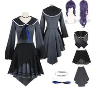 Tjlmomo Anime Asahina Mafuyu Cosplay Costume Outfit with Wig Game Project Sekai Colourful Stage Cosplay Adult Ena Shinonome Uniform Fancy Dress Up Halloween Carnival Party Suit Set for Women (L)