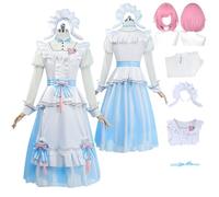 Tjlmomo Anime Emu Otori Blue Cosplay Costume Outfit with Wig Game Project Sekai Colourful Stage Cosplay Adult Megurine Luka Uniform Full Set Fancy Dress Up Halloween Carnival Party Suit Set for Women