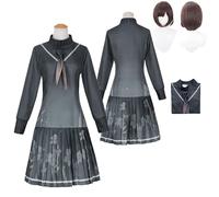 Tjlmomo Anime Ena Shinonome Grey Cosplay Costume Outfit with Wig Game Project Sekai Colourful Stage Cosplay Adult Kanade Yoisaki Uniform Full Fancy Dress Up Halloween Carnival Party Suit Set for Women