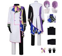 Tjlmomo Anime Rui Kamishiro Black Cosplay Costume Outfit with Wig Game Project Sekai Colourful Stage Cosplay Adult Tsukasa Tenma Uniform Fancy Dress Up Halloween Carnival Party Suit Set for Men Male