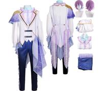 Tjlmomo Anime Rui Kamishiro Purple Cosplay Costume Outfit with Wig Game Project Sekai Colourful Stage Cosplay Adult Tsukasa Tenma Uniform Full Fancy Up Halloween Carnival Party Suit Set for Men Male