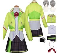 Tjlmomo Anime Shiho Hinomori Cosplay Costume Outfit Game Project Sekai Colourful Stage Cosplay Adult Ichika Hoshino Uniform Fancy Dress Up Halloween Suit with Wig Skirt Shirt for Women