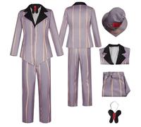 Tjlmomo Anime Sir Pentious Cosplay Costume Outfit with Hat Game Hazbin Hotel Cosplay Adult Husk Uniform Accessories Full Set Clothing Fancy Dress Up Halloween Carnival Party Suit Set for Men Male