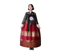 Tjlmomo Hanbok Women's Korean Ancient Wedding Dress Generation Traditional Costume Flower Embroidery Role Playing National Costume (Black, XXL)