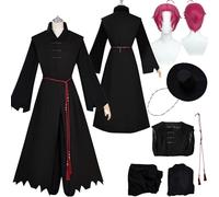 Tjlmomo Saja Boys Abby Cosplay Costumes Outfit with Wig Anime Adult Character Romance Mystery Cosplay Uniform Coat Pants Full Set Clothing Fancy Dress Up Halloween Carnival Party for Men