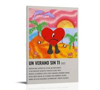 TJLTXV Bad Bunny Un Verano Sin TiArtistic Waterproof High-definition Poster Kitchen Bathroom Dormitory No Drilling Easy to Install Multi Scene Decoration24x36inch(60x90cm) Frame-style