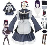 Tjmiaohao Anime My Dress-Up Darling Marin Kitagawa Cosplay Costume Outfit Kuroe Shizuku Black Maid Dress Wig Headdress Full Set Halloween Uniform Fancy Dress Suit for Women Girls (M)