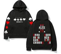 TJOS Alice in Borderland Hoodie | Streetwear Printed Unisex Sweatshirt with Soft, Breathable Fabric (M,black)