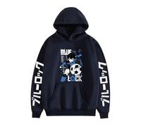 TJOS BLUE LOCK Anime Graphic Print Hoodie, Fashion Long Sleeve Pullover Oversized (navy blue-4,XL)