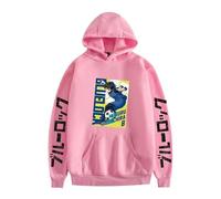 TJOS BLUE LOCK Anime Graphic Print Hoodie, Fashion Long Sleeve Pullover Oversized (pink-3,XS)