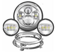 TjOta Motorcycle Headlight Headlamp For Touring For Electra For Glide For Road 7inch LED Headlight +4.5inch Fog Lights 7" Bracket Mounting Ring Parts Motorcycle Front Headlight(A Set Sliver2)