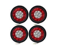 TjOta Tail Light Assembly 4PCS 4" Round Brake Lights 12V 24V Truck LED Warning Rear Taillight Trailer Side Marker Lamp Car Tail Light Parts Rear Lights(Red white)