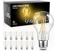 TJOY 12 Pack A19 Vintage LED Edison Bulbs, Dimmable, 60W Equivalent, High Brightness 2700K Warm White, 7W E26 Standard Base, 800 Lumens, CRI80+, Clear Glass Filament Bulb for Home, Farmhouse