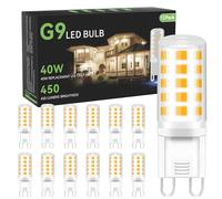 TJOY 12 Pack G9 LED Bulb 4W Equivalent 40 Watt, Replacement G9 Halogen Light Bulb, 3000K Soft Warm White, T4 Bi-pin Base, Small G 9 Socket for Chandelier, 120V, 450 Lumen, Non-dimmable