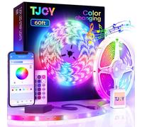 TJOY 60ft Bluetooth LED Strip Lights, SMD 5050 Music Sync RGB Color Changing LED Lights with Remote & Smart Phone APP Control, Indoor Use, LED Lights for Bedroom, Ceiling, Room DIY