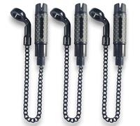 TJR Tackle 3 x Carbon Mag Pro Bite Indicators Bobbins with Magnetic Line Clip, Short 14cm Chain, Metal dog leg.