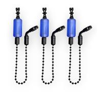 TJR Tackle 3 x Pro Ace III Bite Indicators Bobbins Short 15cm Chain For Fishing Bite Alarms 6 Translucent colour options (Translucent Blue)