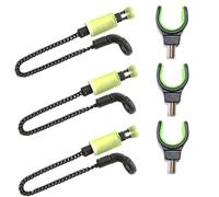TJR Tackle 6pc Bobbins Bite Indicators & Rod Rest Set Carp fishing Tackle for Bite Alarms and bank sticks (Green)