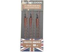 TJR Tackle Solid Bag Inline Leaders Lead Free Quick Change Swivels 60lb Test 3 per pack Carp Fishing Tackle (Gravel Brown)