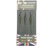 TJR Tackle Solid Bag Inline Leaders Lead Free Quick Change Swivels 60lb Test 3 per pack Carp Fishing Tackle (Weed Green)