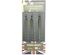 TJR Tackle Solid Bag Inline Leaders Lead Free Ring Swivels 60lb Test 3 per pack Carp Fishing Tackle (Weed Green)