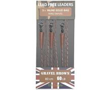 TJR Tackle Solid Bag Inline Leaders Lead Free Ring Swivels 60lb Test 3 per pack Carp Fishing Tackle (Gravel Brown)