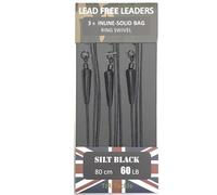 TJR Tackle Solid Bag Inline Leaders Lead Free Ring Swivels 60lb Test 3 per pack Carp Fishing Tackle (Silt Black)