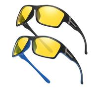 TJUTR 2Pack Night Driving Glasses Anti Glare HD Night Vision Glasses for Driving, Yellow Tinted Lens, Glare Guard Nighttime Driving Glasses for Men & Women