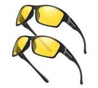 TJUTR 2Pack Night Driving Glasses Anti Glare HD Night Vision Glasses for Driving, Yellow Tinted Lens, Glare Guard Nighttime Driving Glasses for Men & Women
