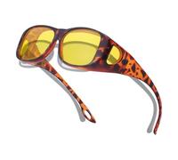 TJUTR Night Driving Glasses Fit Over Glasses for Women - Anti Glare Yellow Lenses for Nighttime Driving in Rain, Fog & Cloudy Weather