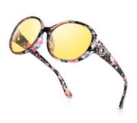 TJUTR Night Driving Glasses for Women, Polarised Anti-glare Night Vision Glasses, Yellow Oversized Night Time Driving Glasses