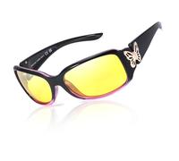 TJUTR Night Driving Glasses for Women Wrap Around Anti Glare Polarised Night Vision Glasses Yellow Lens